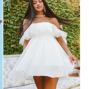 ShowMe YourMumu Have a Ball Babydoll Dress tulle white mini dress XL